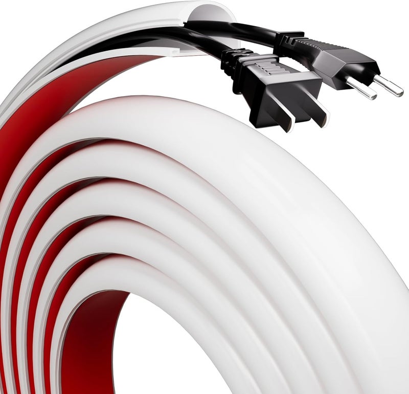 MUSRCYIO 118" Silicone Cord Hider for 2-3 Cords,Flexible Side-Opening Self-Adhesive Cord Covers for Wires on Wall Mount TV,Easier Setup for Home Office Cable Management Wire Hider,1.1" W x 0.6" H,White - Image 1